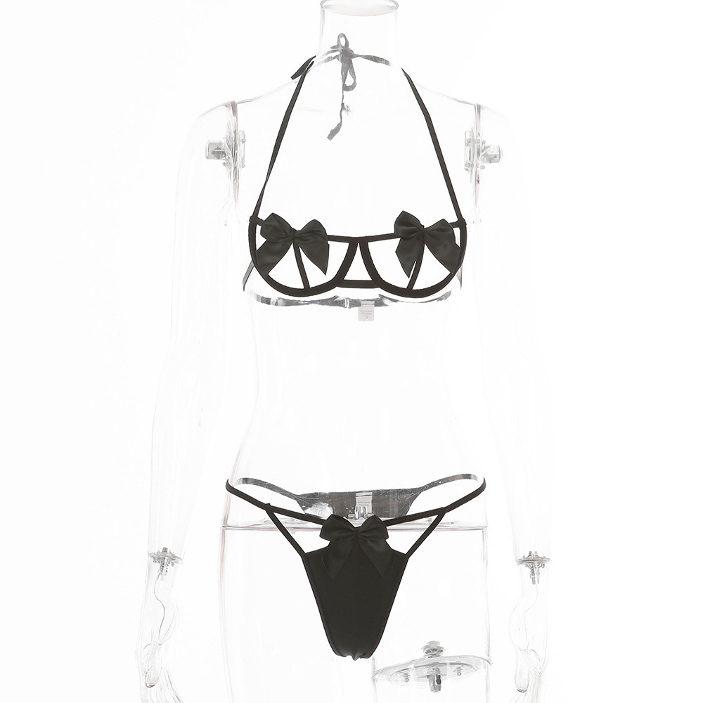 Bow Tie Three-Point Sexy Breast Exposure Erotic Lingerie