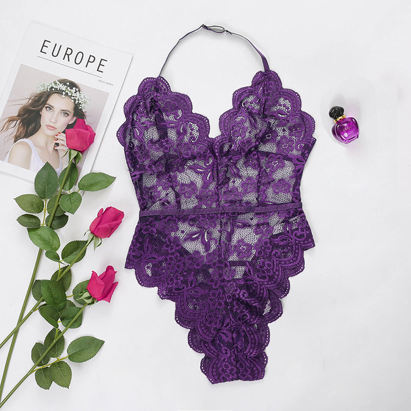 Deep V Female Neckline Backless Lace Jumpsuit