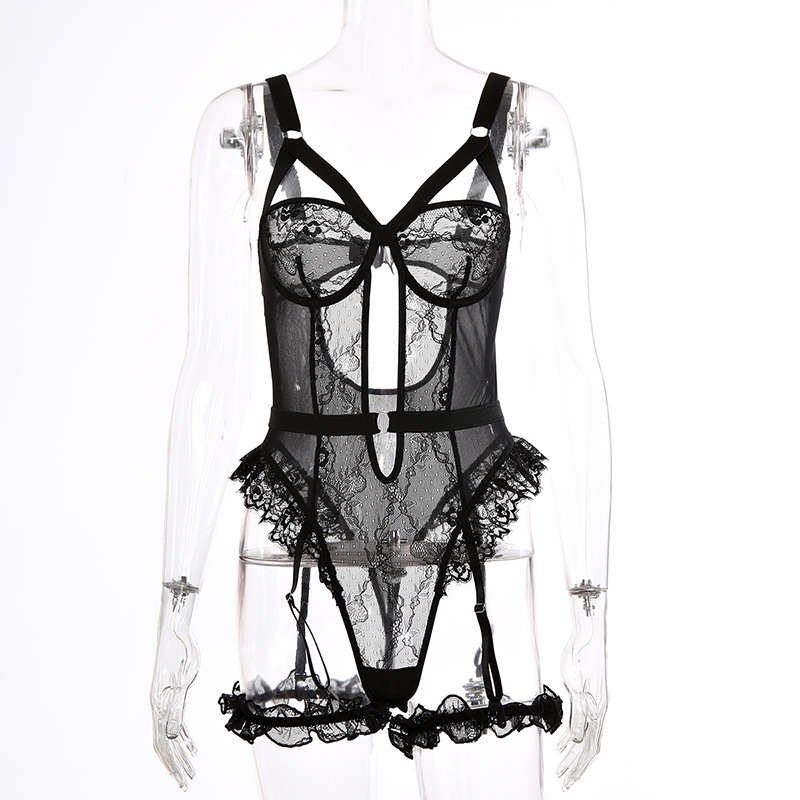 Lace Backless Three-Point One-Piece Erotic Underwear