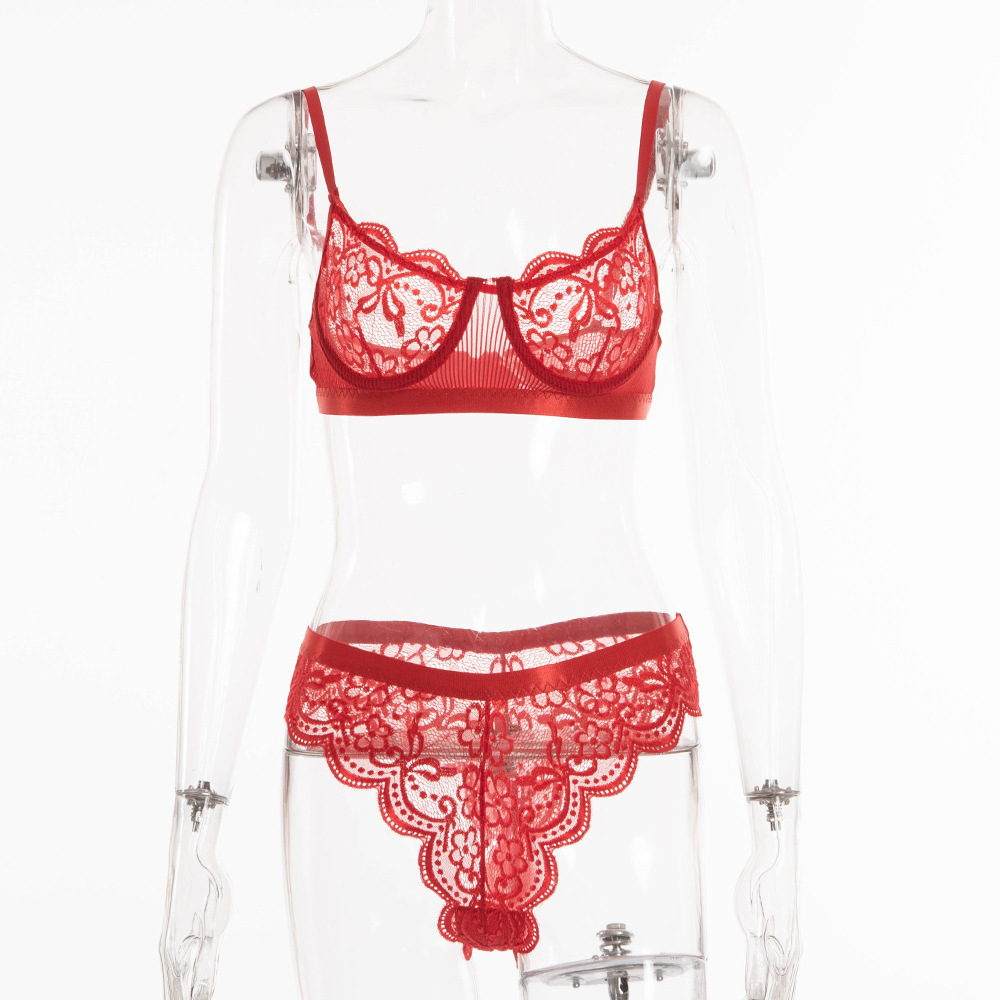 Lace Lace See-Through Erotic Lingerie Set