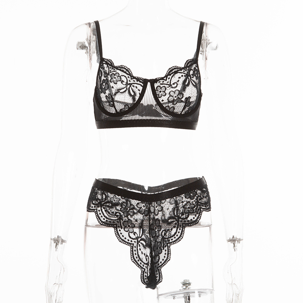 Lace Lace See-Through Erotic Lingerie Set