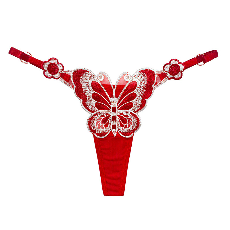 See-Through Embroidery Adjustable Low Waist Panties