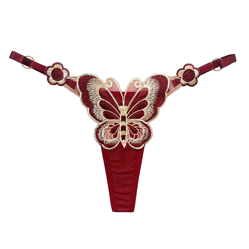 See-Through Embroidery Adjustable Low Waist Panties
