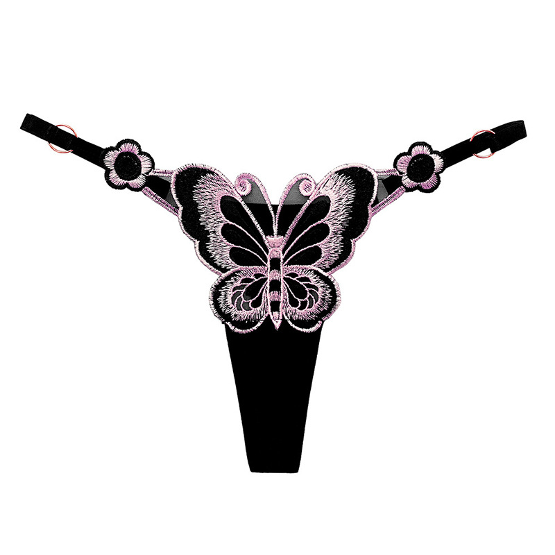 See-Through Embroidery Adjustable Low Waist Panties