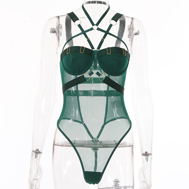 Mesh Breathable Three-Point Straps Erotic Jumpsuit