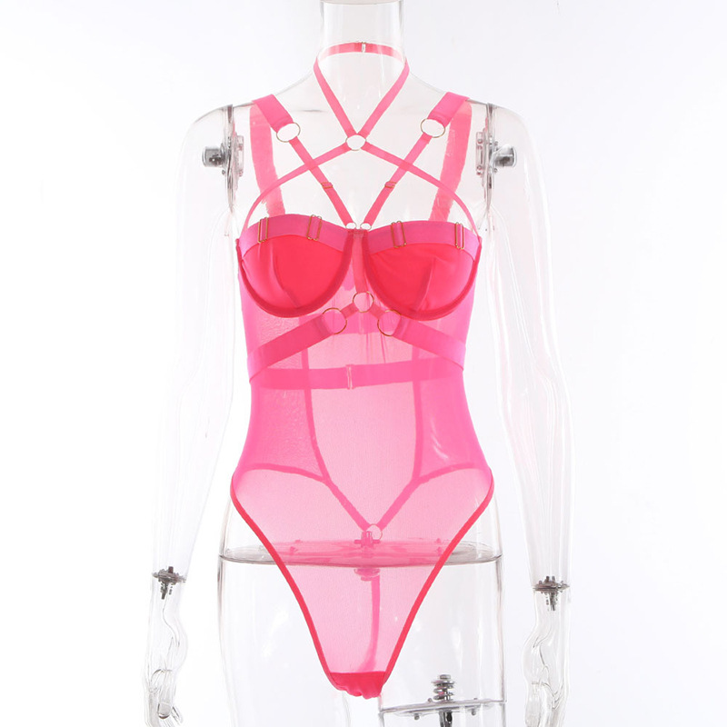 Mesh Breathable Three-Point Straps Erotic Jumpsuit