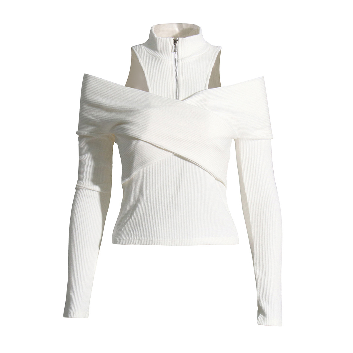 Slim And Thin Hollow Strapless Knitted Sweater
