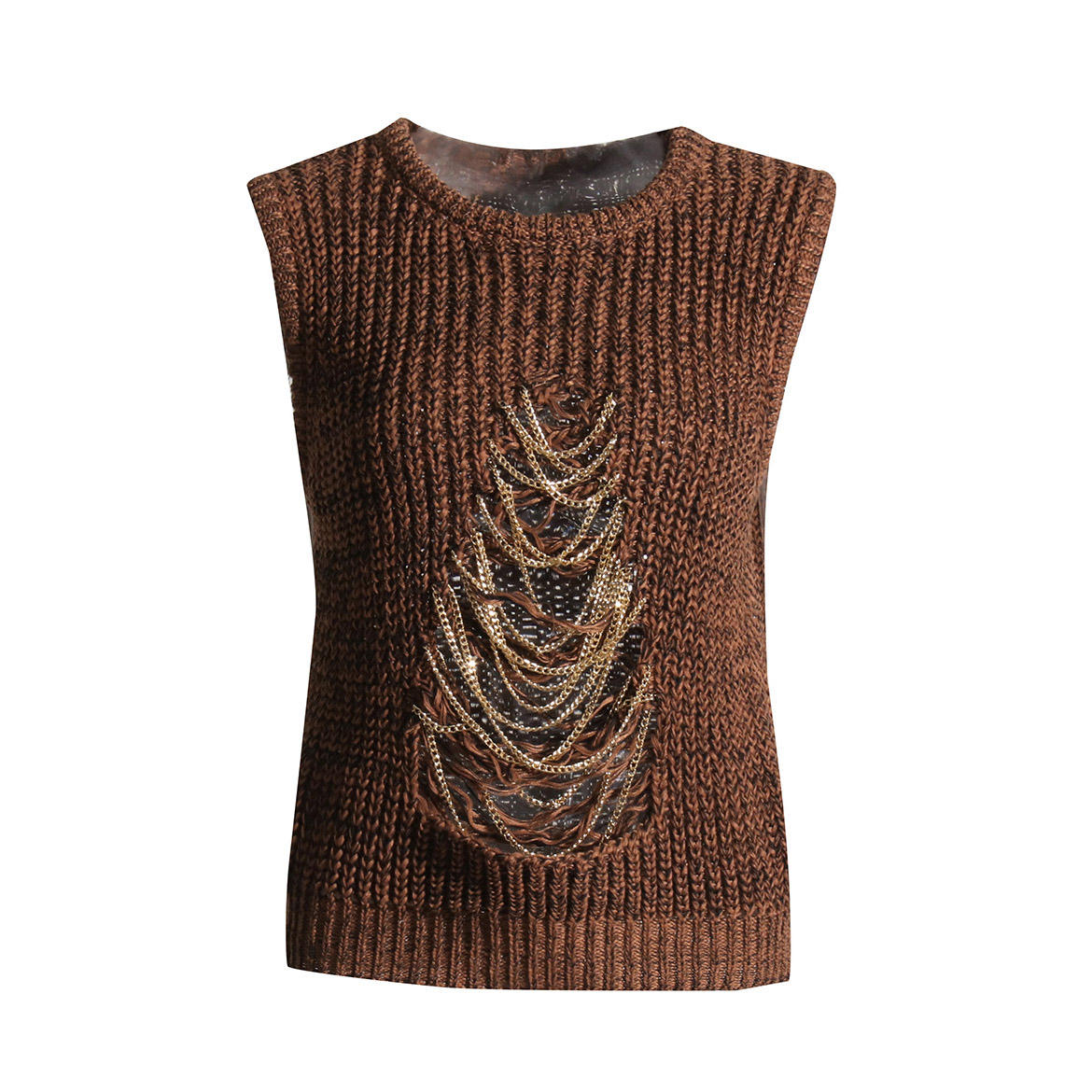 Round Neck To Repair Patchwork Hollow Undershirt