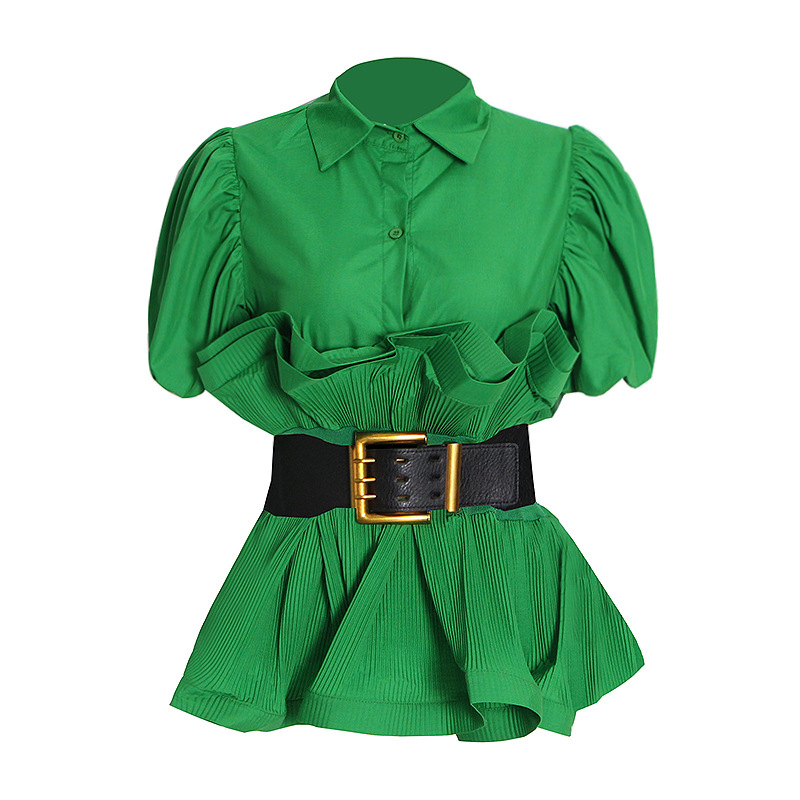 Ruffle Olive Green Autumn Shirt
