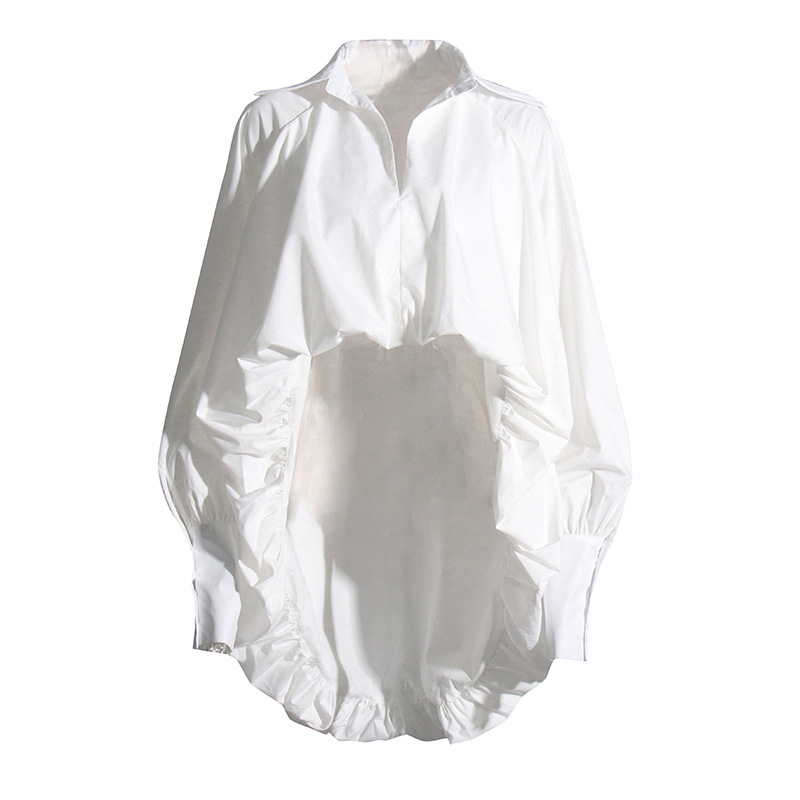 Fashion Lapel Lamplight Sleeve Patchwork Shirt