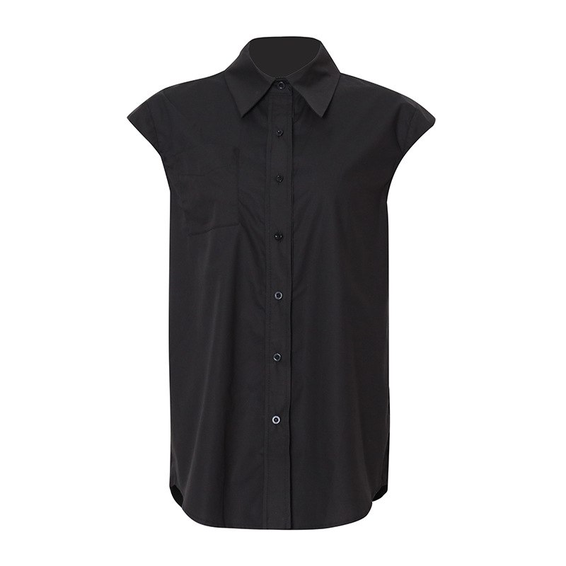 Korean Version Of The Slim Cardigan Sleeveless Shoulder Pad Shirt