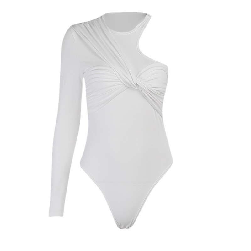 Knitted White One Shoulder Jumpsuit
