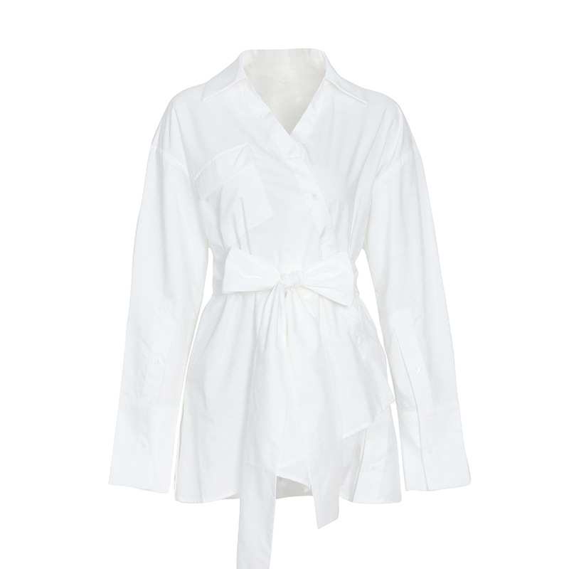 Minimalist Wind Solid Color Irregular Shirt Dress