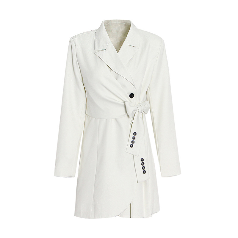 Long-Sleeved Lace-Up Irregular Strapping Patchwork Dress