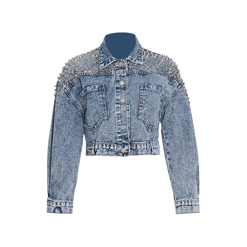 Riveted Fashion Short Denim Long-Sleeved Jacket