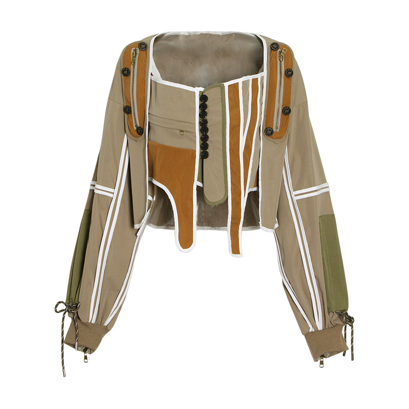 Personalized Street Design Clashing Color Patchwork Jacket