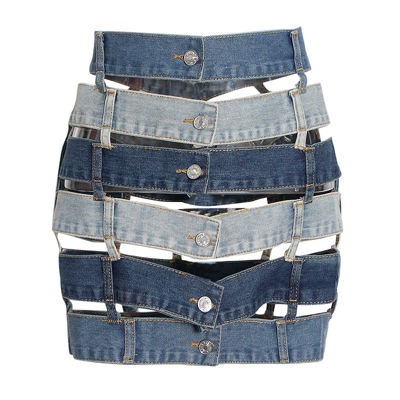 Joint Hollow Lace-Up Design Sense Work Style Short Skirt