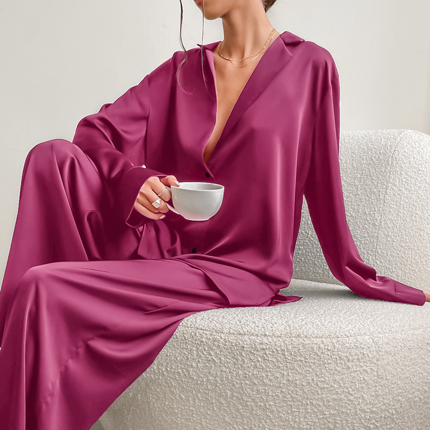 Women'S Home Wear Long-Sleeved Simulation Silk Thin Suit