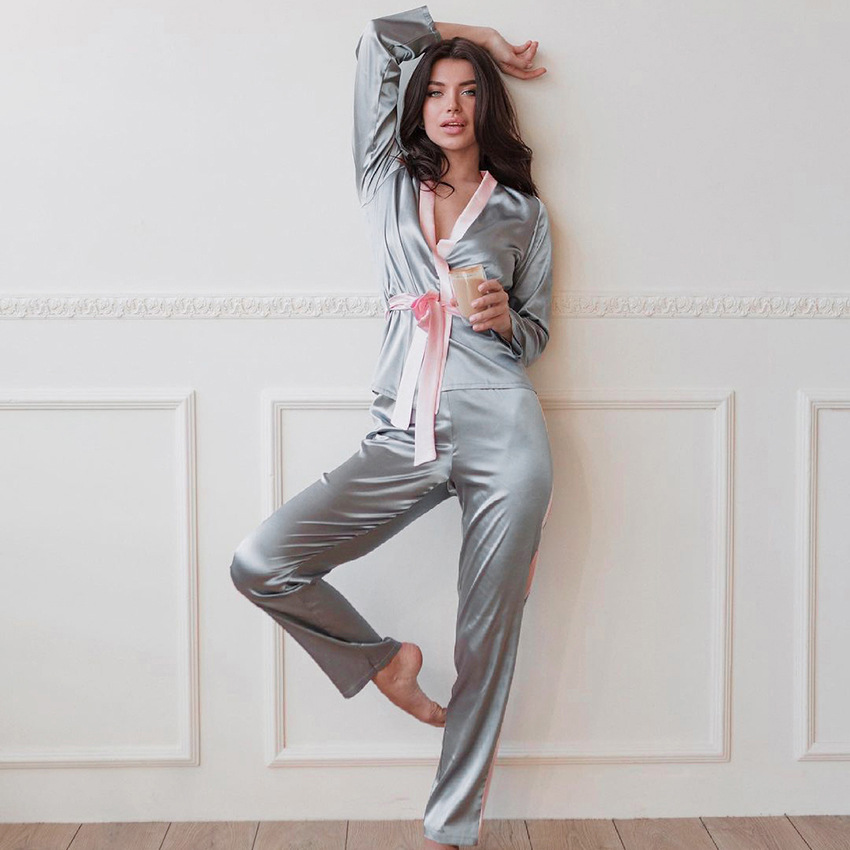 Sexy Lace Robe Patchwork Collision Color Thin Pajamas