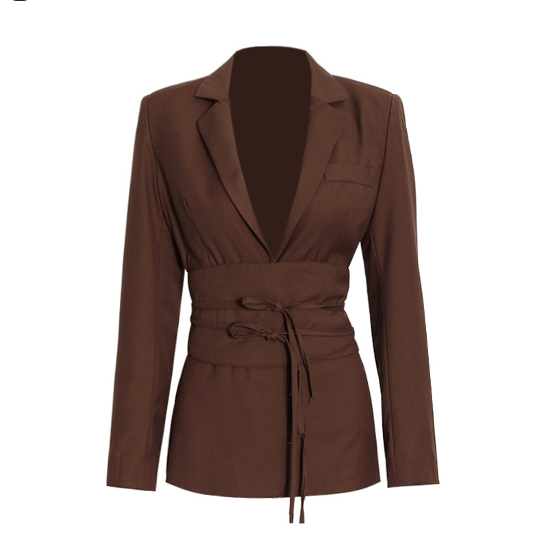 Waist-Skimming Solid Suit + High-Waisted Pants