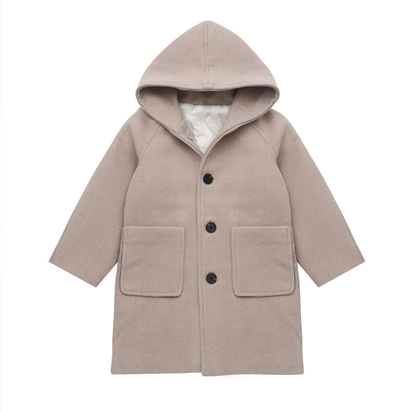 Hooded Children Korean Temperament Tweed Coat