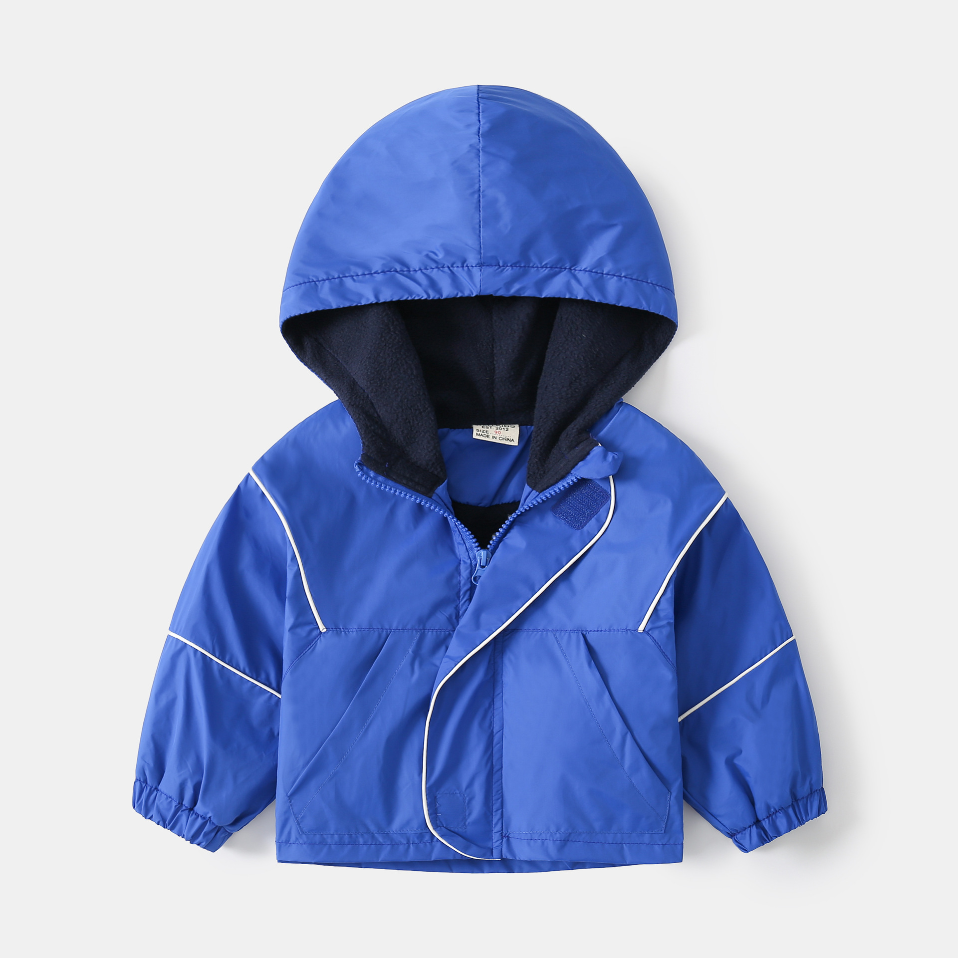 Boys' Round Neck Rushing Zipper Cotton Jacket