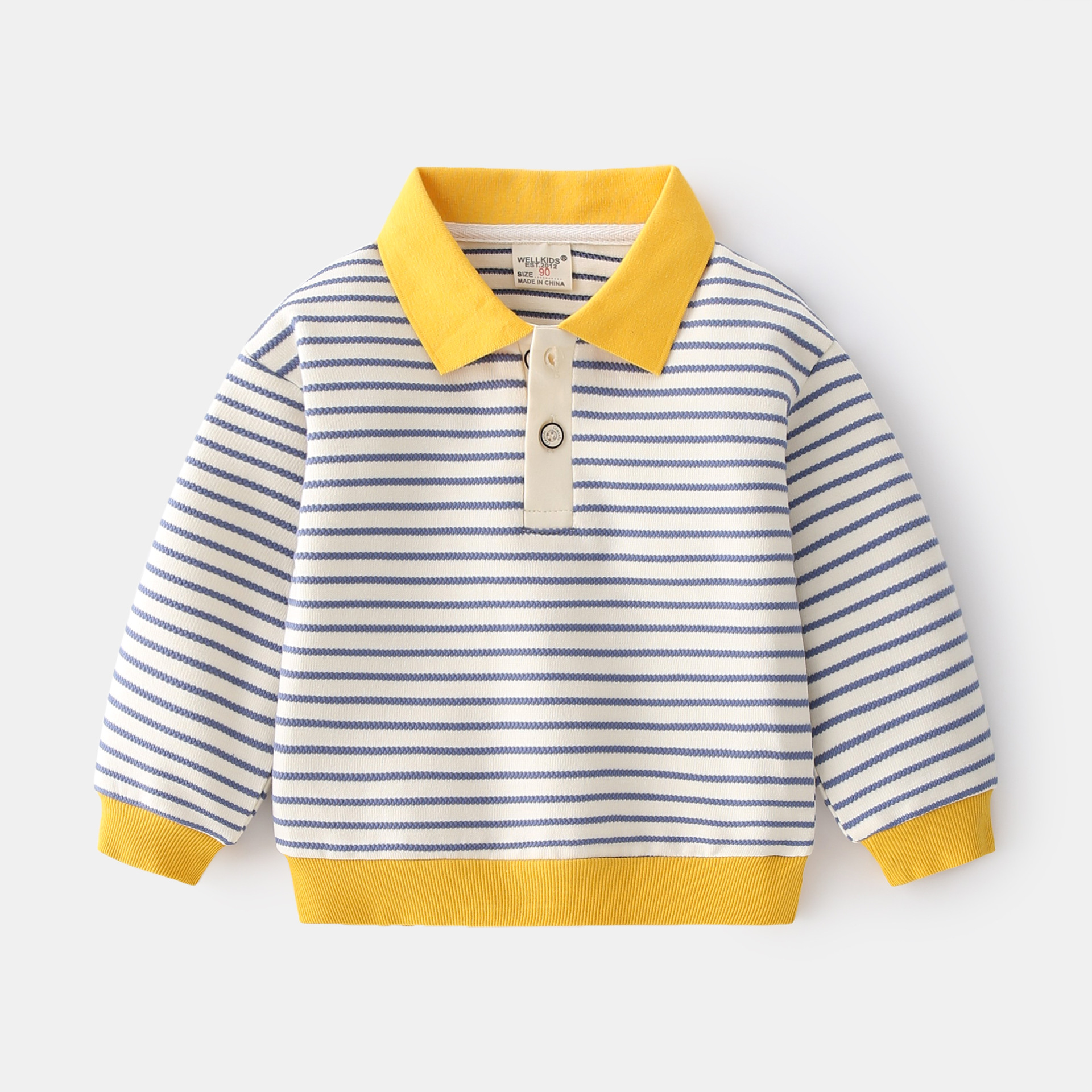 Striped Lapel Navy Sweatshirt