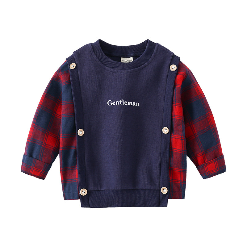 Fashion Stitching Round Neck Pullover Sweatshirt