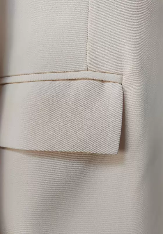 Women's White Textured Waffle Blazer - Long Sleeve Double-Breasted Notched Lapel Blazer Elegant Office Workwear Jacket