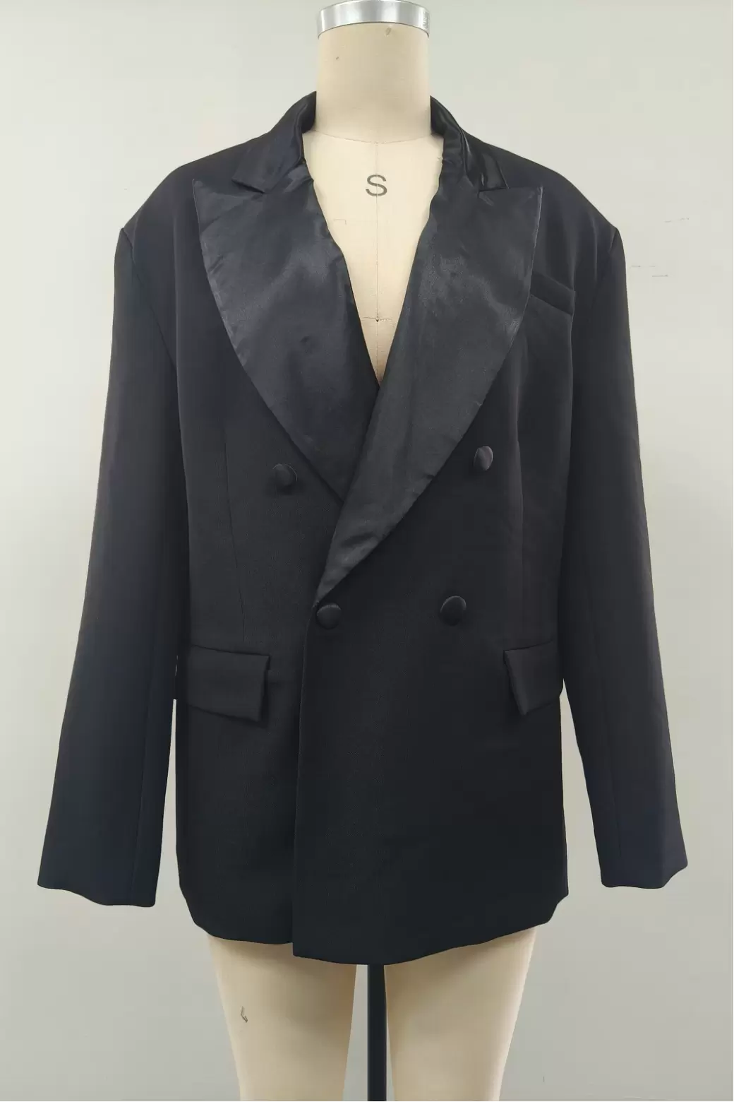 Women Burgundy Wrap Tie Belt Long Sleeve Blazer Jacket Notch Lapel Asymmetrical Fitted Short Coat