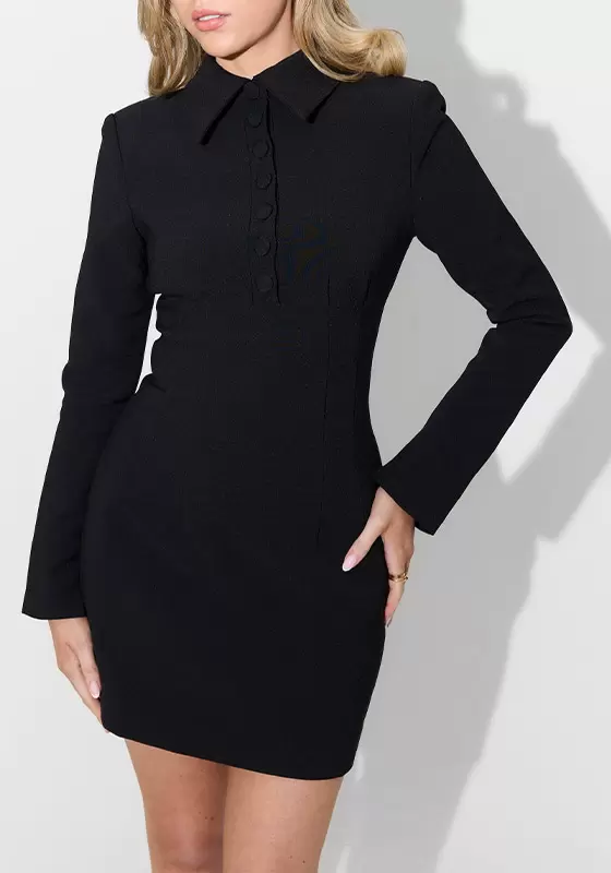 Long Sleeve Lapel Single Breasted Mini Dress