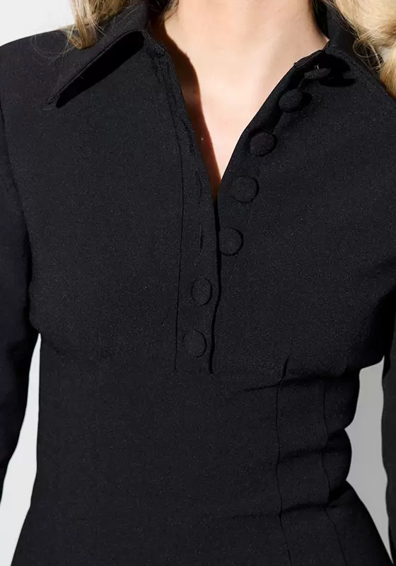 Long Sleeve Lapel Single Breasted Mini Dress