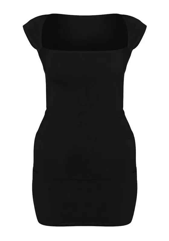 Square Neck Short Sleeve Mini Dress