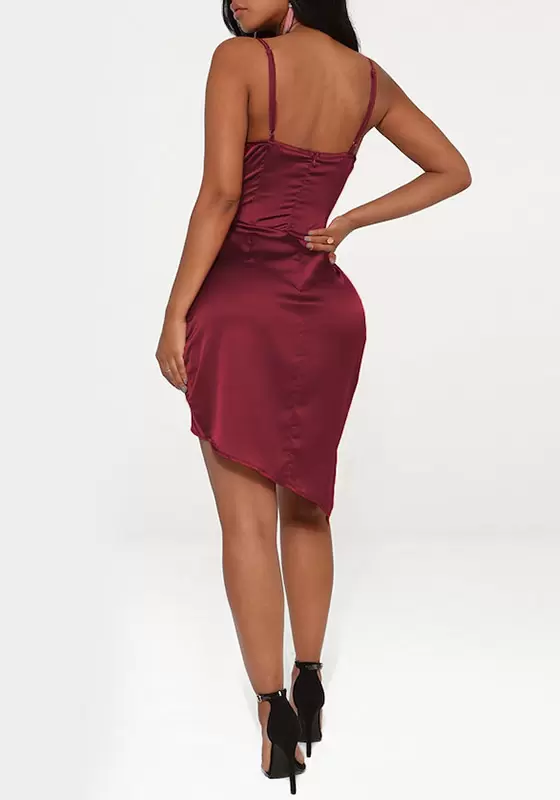 Ruched Cami Satin Wrap Dress