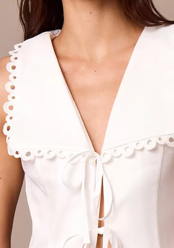 Lace Trim Detail Tie Up Blouse