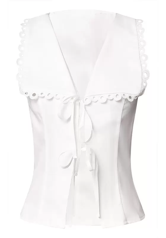 Lace Trim Detail Tie Up Blouse