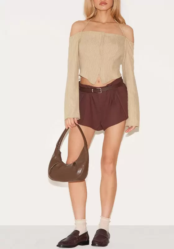 Striped Halter Lace Up Crop Shirt