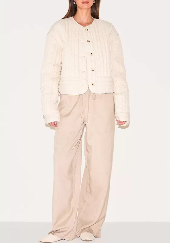 Button Up Round Neck Quilted Jacket