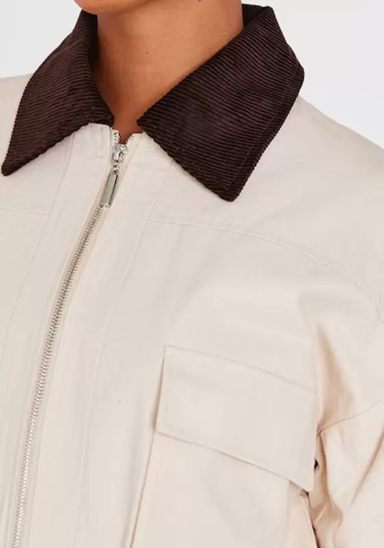 Contrast Collar Twill Jacket