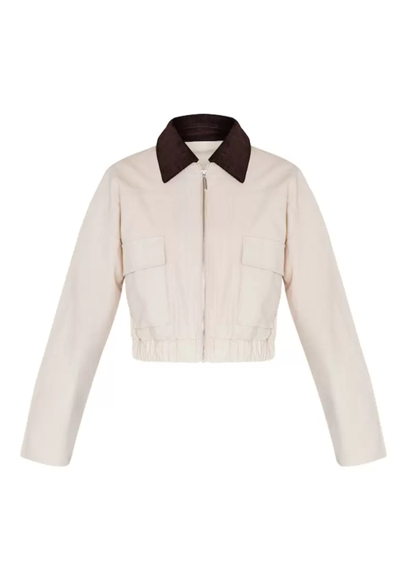Contrast Collar Twill Jacket