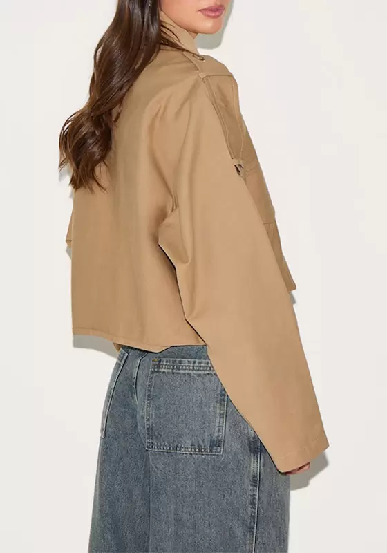 Trench Detail Cropped Zip Up Jacket