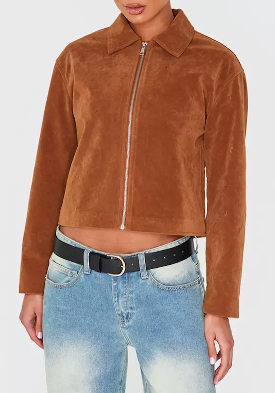 Zip Up Faux Suede Jacket