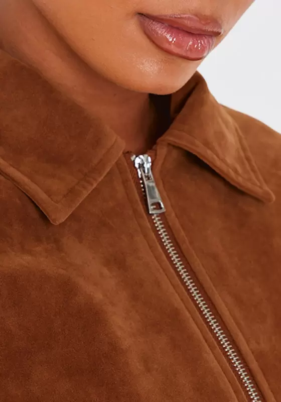 Zip Up Faux Suede Jacket