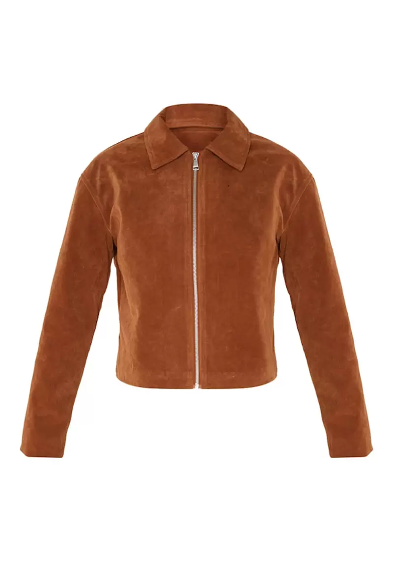 Zip Up Faux Suede Jacket