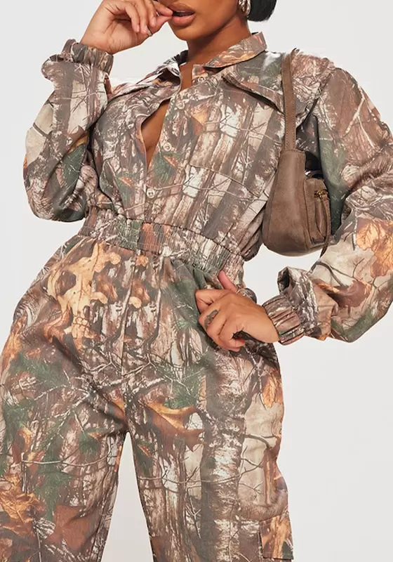 Camo Printed Elasticated Waist Jumpsuit