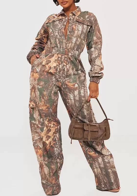 Camo Printed Elasticated Waist Jumpsuit