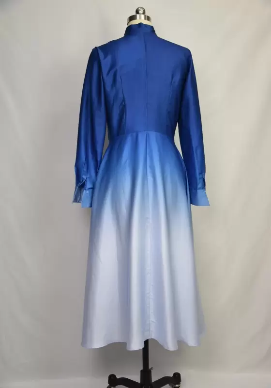 Bow Ombre Button Front Midi Dress