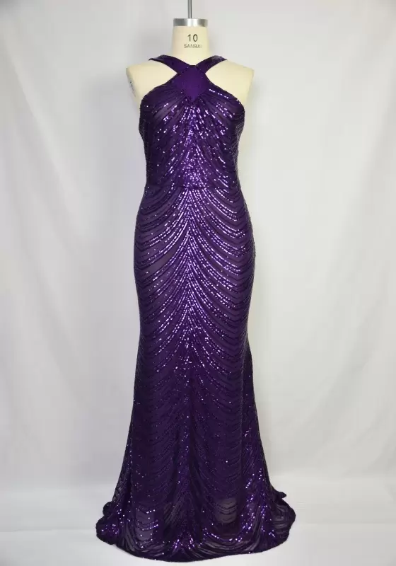 Halter Sequin Mermaid Maxi Dress