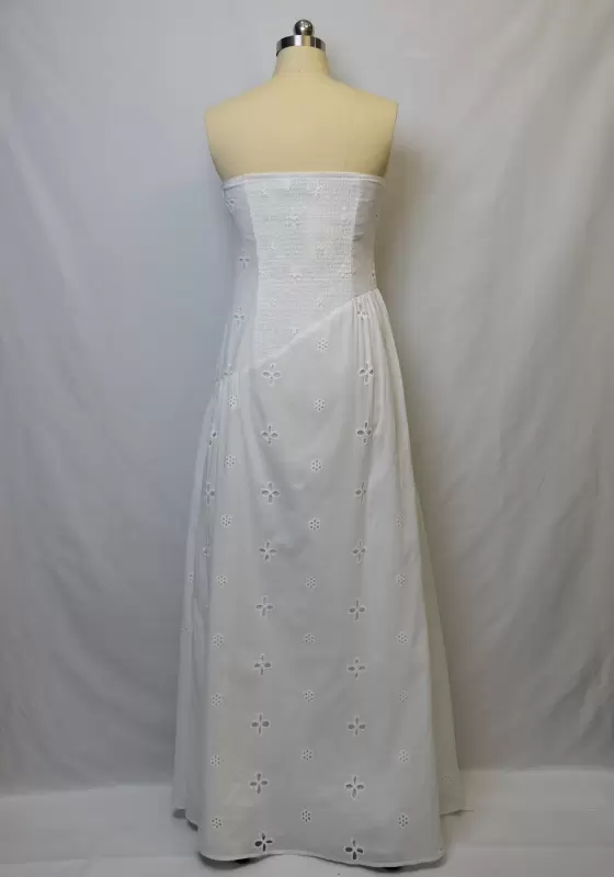 Strapless Eyelet Embroidered Maxi Dress