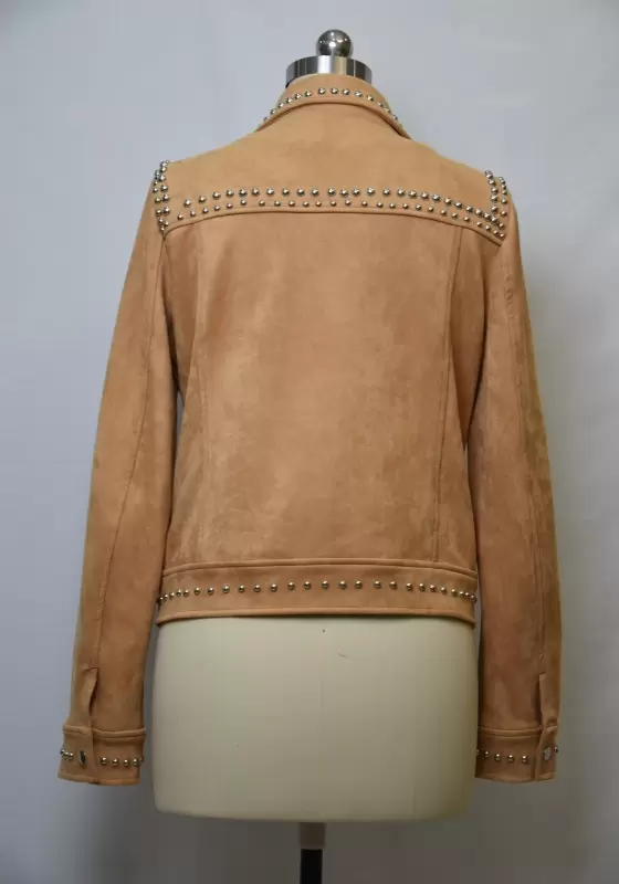 Studded Suede Lapel Pocket Jacket